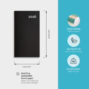 Agenda annuel Mini noir 2026