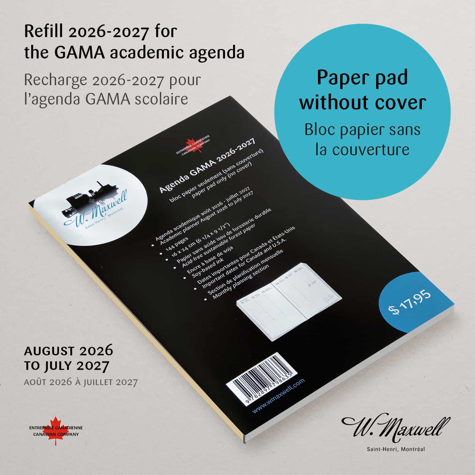 Recharge pour Gama-E Scolaire 2026-2027 (bloc papier sans couverture) – Image 2